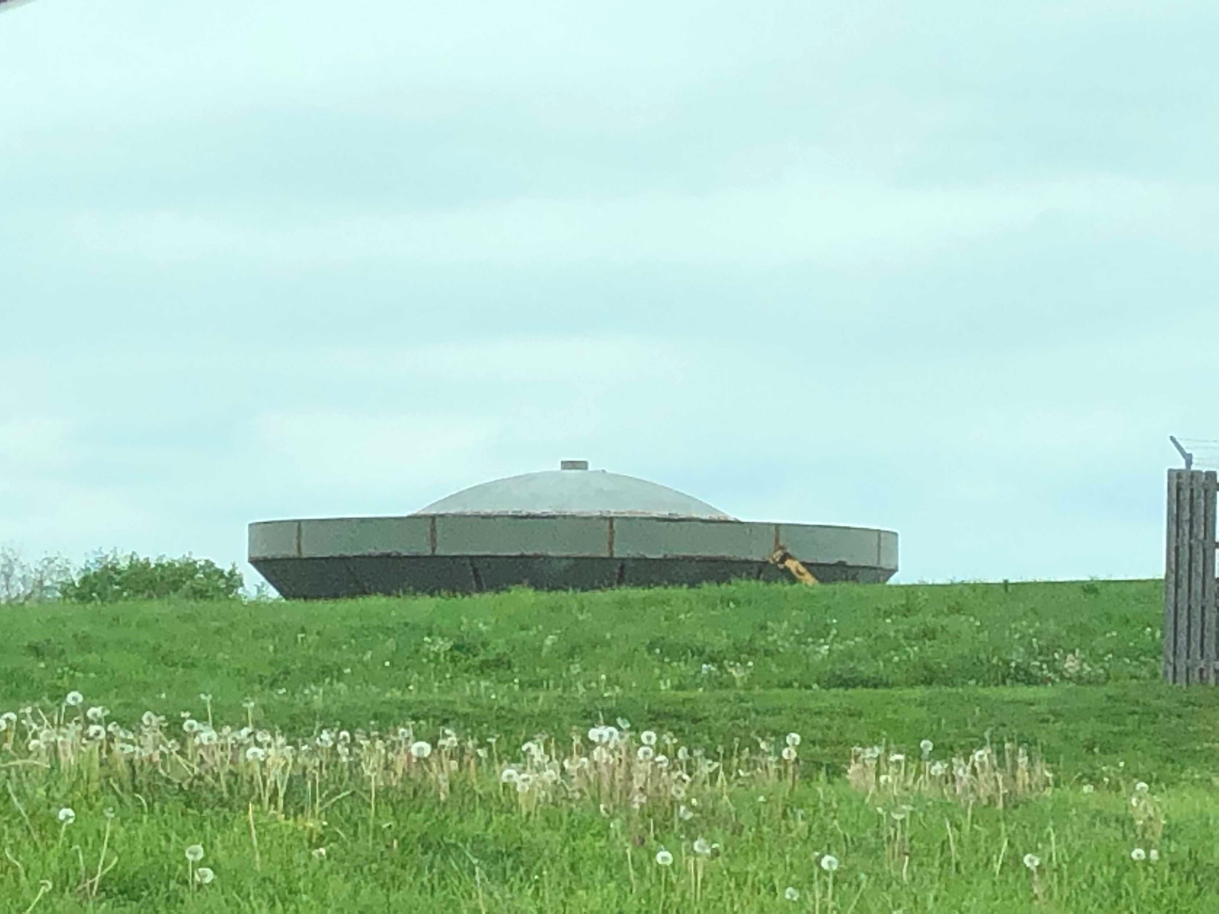 concrete tank with beginning of encompassing steel tank